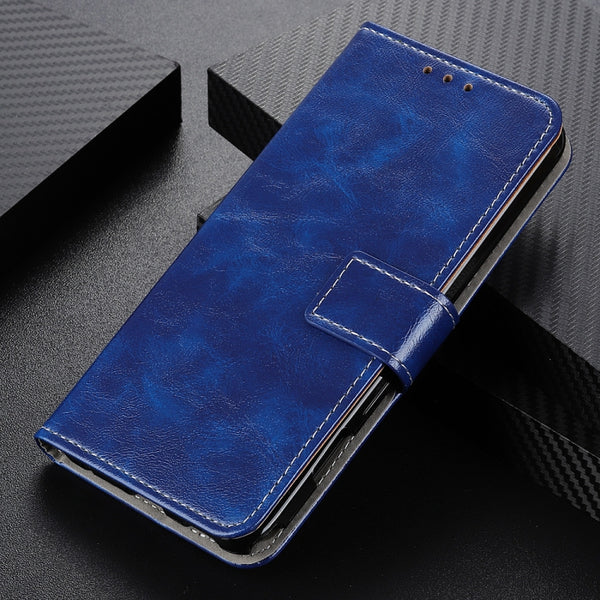 For iPhone 13 mini Retro Crazy Horse Texture Horizontal Flip Leather Case with Holder & Car...(Blue)