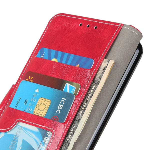 For iPhone 13 mini Retro Crazy Horse Texture Horizontal Flip Leather Case with Holder & Card...(Red)