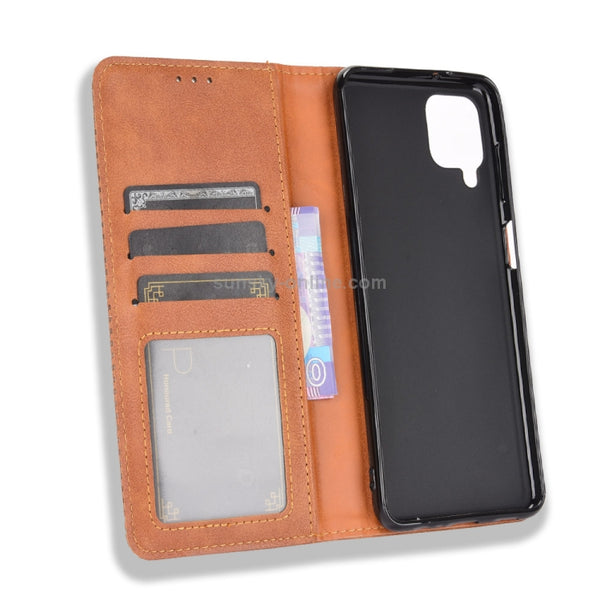 For Samsung Galaxy M32 Magnetic Buckle Retro Crazy Horse Texture Horizontal Flip Leather C...(Brown)