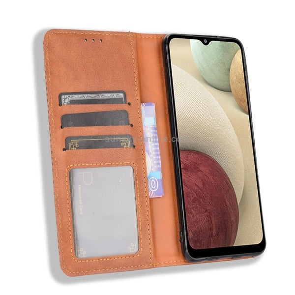 For Samsung Galaxy M32 Magnetic Buckle Retro Crazy Horse Texture Horizontal Flip Leather C...(Brown)