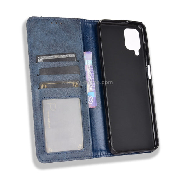 For Samsung Galaxy M32 Magnetic Buckle Retro Crazy Horse Texture Horizontal Flip Leather Ca...(Blue)