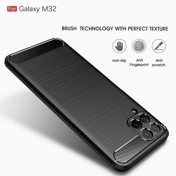 For Samsung Galaxy M32 (india) Brushed Texture Carbon Fiber TPU Case(Black)