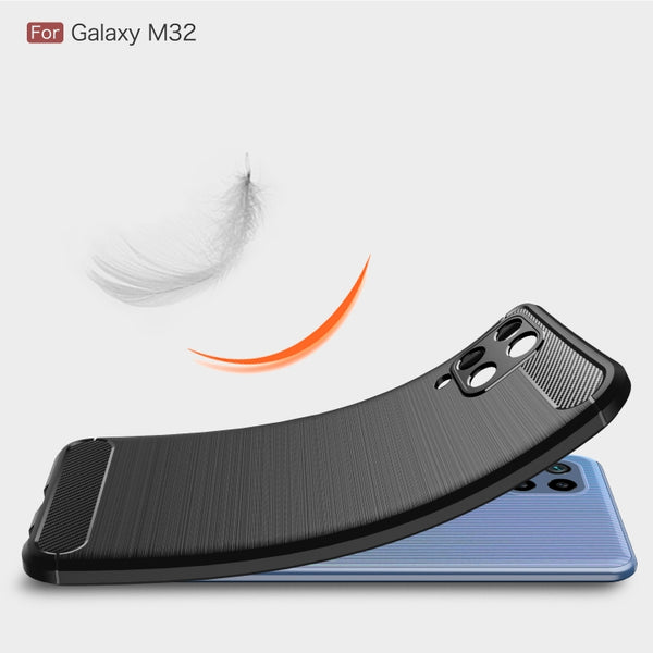 For Samsung Galaxy M32 (india) Brushed Texture Carbon Fiber TPU Case(Blue)