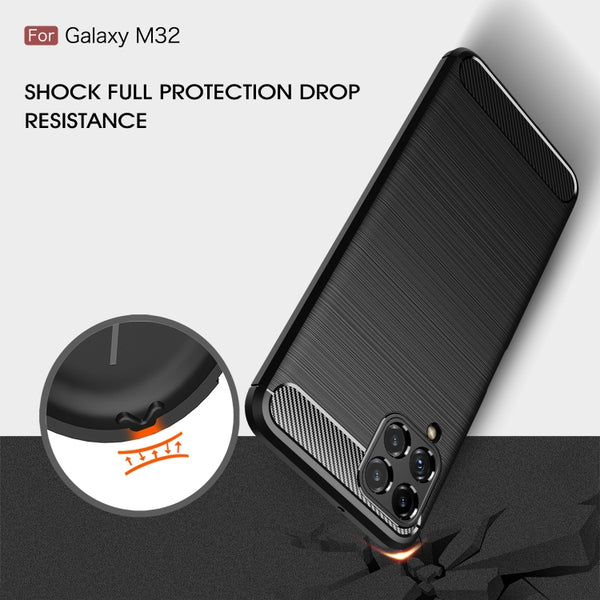 For Samsung Galaxy M32 (india) Brushed Texture Carbon Fiber TPU Case(Black)