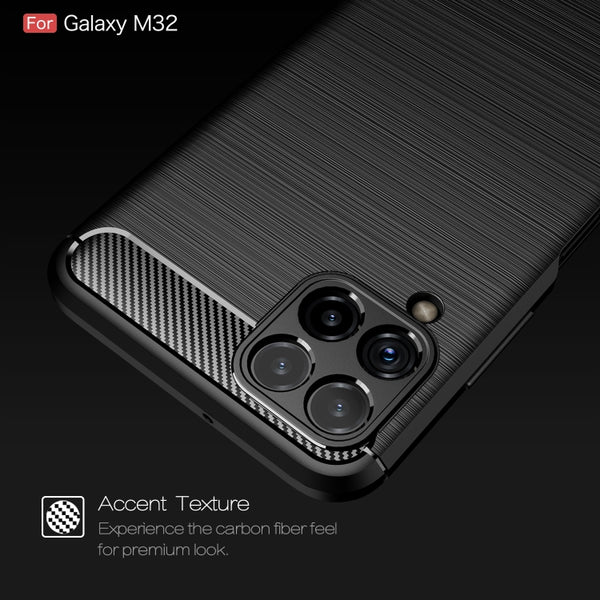 For Samsung Galaxy M32 (india) Brushed Texture Carbon Fiber TPU Case(Red)