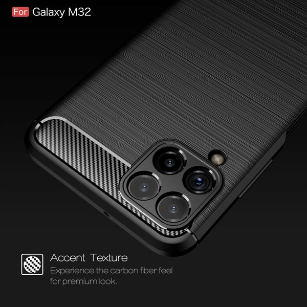 For Samsung Galaxy M32 (india) Brushed Texture Carbon Fiber TPU Case(Black)
