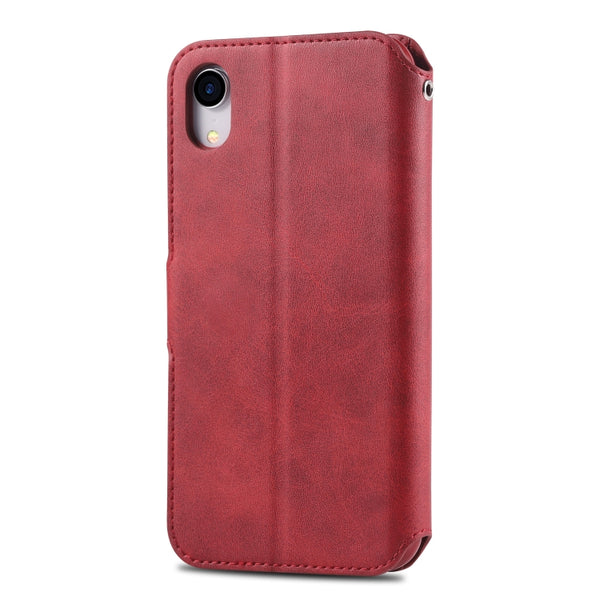 For iPhone XR AZNS Calf Texture Magnetic Horizontal Flip PU Leather Case with Holder & Card ...(Red)