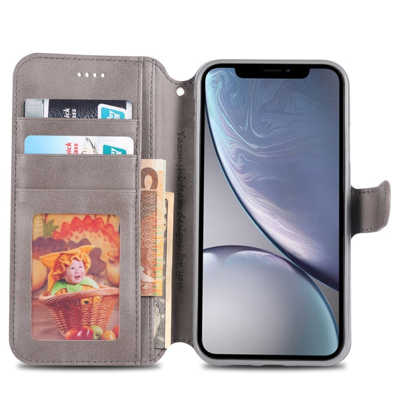 For iPhone XR AZNS Calf Texture Magnetic Horizontal Flip PU Leather Case with Holder & Card...(Gray)