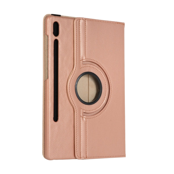 For Samsung Galaxy Tab S7 FE T730 Litchi Texture Horizontal Flip 360 Degrees Rotation ...(Rose Gold)