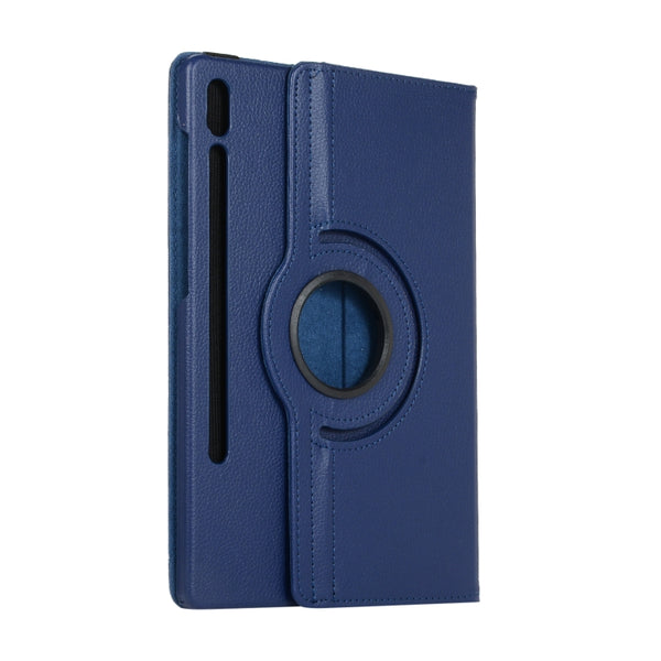 For Samsung Galaxy Tab S7 FE T730 Litchi Texture Horizontal Flip 360 Degrees Rotation Leath...(Blue)