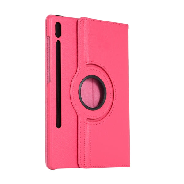 For Samsung Galaxy Tab S7 FE T730 Litchi Texture Horizontal Flip 360 Degrees Rotation L...(Rose Red)