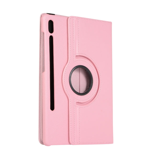 For Samsung Galaxy Tab S7 FE T730 Litchi Texture Horizontal Flip 360 Degrees Rotation Leath...(Pink)