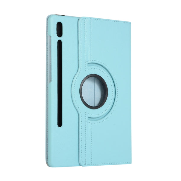 For Samsung Galaxy Tab S7 FE T730 Litchi Texture Horizontal Flip 360 Degrees Rotation L...(Sky Blue)