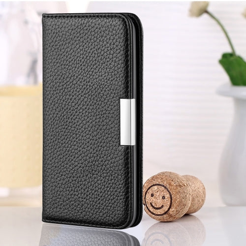 For iPhone 13 Litchi Texture Horizontal Flip Leather Case with Holder & Card Slots(Black)