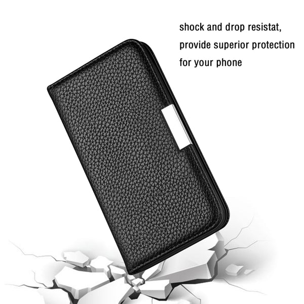 For iPhone 13 Litchi Texture Horizontal Flip Leather Case with Holder & Card Slots(Black)