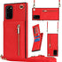 For Samsung Galaxy S20 FE 5G Cross-body Zipper Square TPU PU Back Cover Case with Holder & C...(Red)