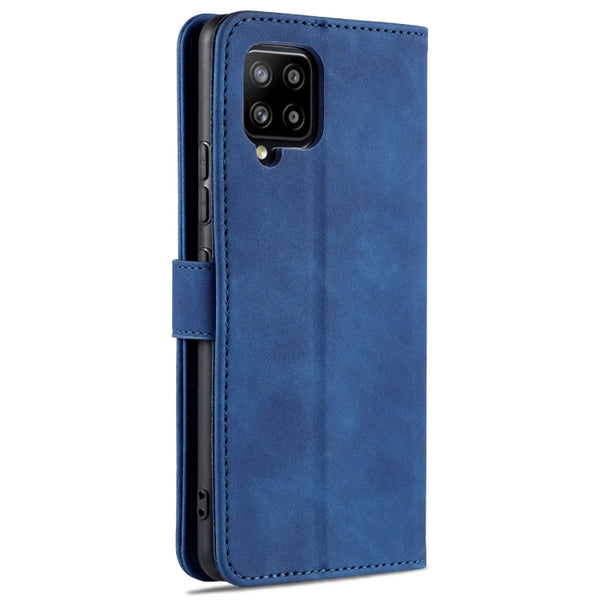 For Samsung Galaxy A42 5G AZNS Skin Feel Calf Texture Horizontal Flip Leather Case with Car...(Blue)