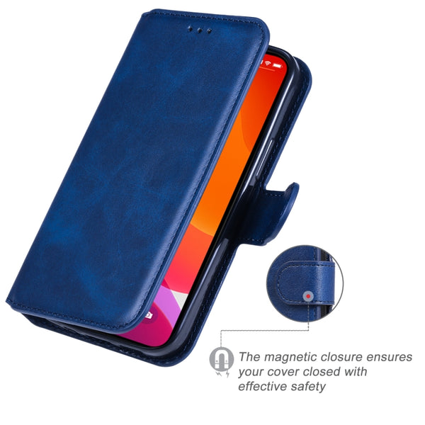 For iPhone 13 mini Classic Calf Texture PU TPU Horizontal Flip Leather Case with Holder & C...(Blue)