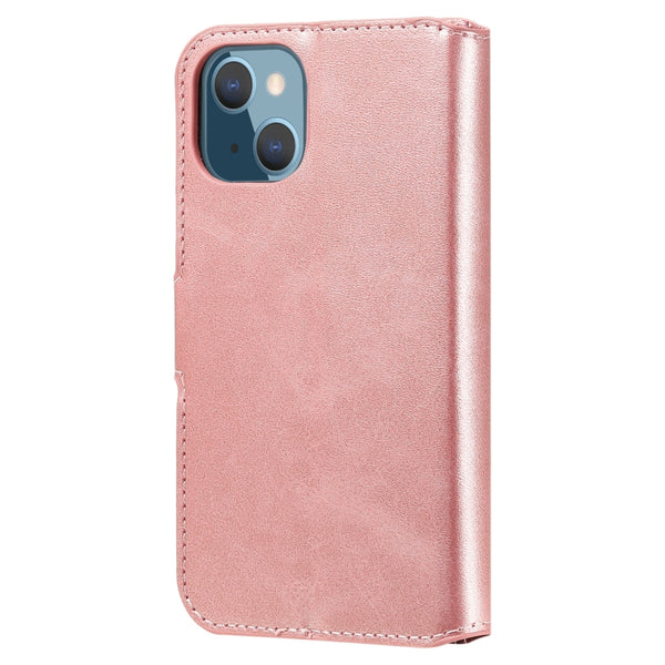 For iPhone 13 mini Classic Calf Texture PU TPU Horizontal Flip Leather Case with Holde...(Rose Gold)