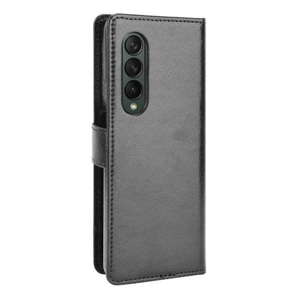 For Samsung Galaxy Z Fold3 5G Crazy Horse Texture Horizontal Flip Leather Case with Holder...(Black)