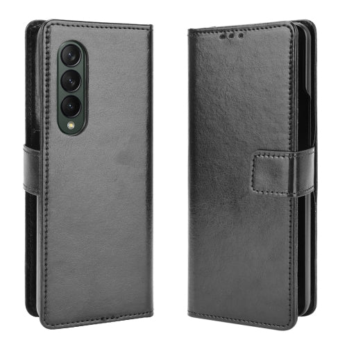 For Samsung Galaxy Z Fold3 5G Crazy Horse Texture Horizontal Flip Leather Case with Holder...(Black)