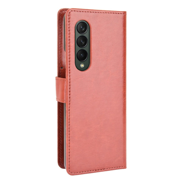 For Samsung Galaxy Z Fold3 5G Crazy Horse Texture Horizontal Flip Leather Case with Holder...(Brown)