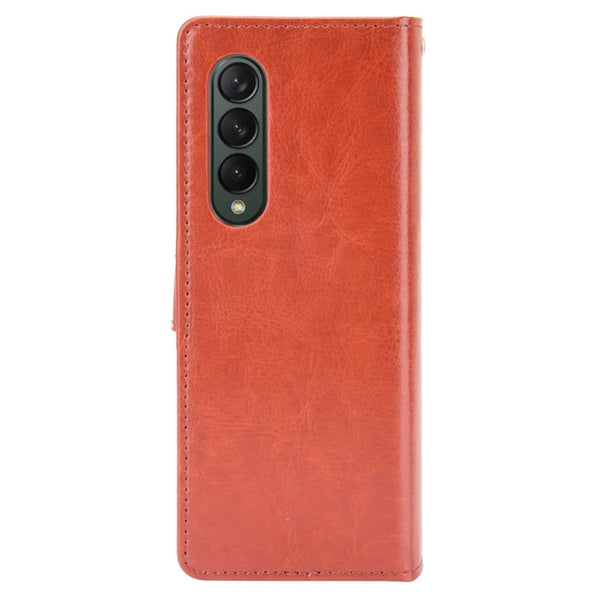 For Samsung Galaxy Z Fold3 5G Crazy Horse Texture Horizontal Flip Leather Case with Holder...(Brown)