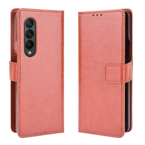 For Samsung Galaxy Z Fold3 5G Crazy Horse Texture Horizontal Flip Leather Case with Holder...(Brown)