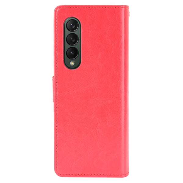 For Samsung Galaxy Z Fold3 5G Crazy Horse Texture Horizontal Flip Leather Case with Holder &...(Red)