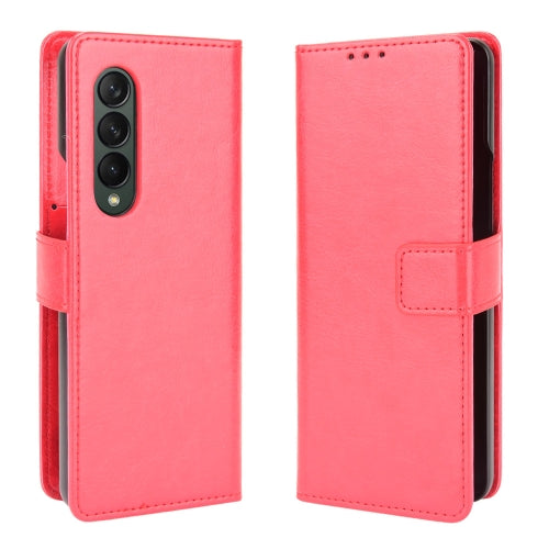 For Samsung Galaxy Z Fold3 5G Crazy Horse Texture Horizontal Flip Leather Case with Holder &...(Red)