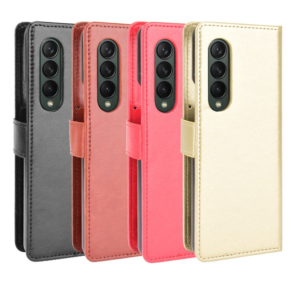 For Samsung Galaxy Z Fold3 5G Crazy Horse Texture Horizontal Flip Leather Case with Holder &...(Red)