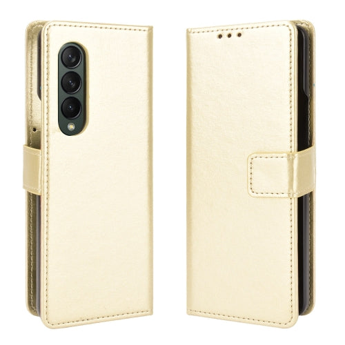 For Samsung Galaxy Z Fold3 5G Crazy Horse Texture Horizontal Flip Leather Case with Holder ...(Gold)