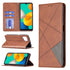 For Samsung Galaxy M32 Rhombus Texture Horizontal Flip Magnetic Leather Case with Holder &...(Brown)