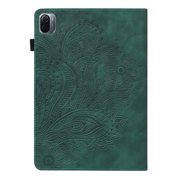 For Xiaomi Pad 5 Pro Pad 5 Peacock Embossed Pattern TPU PU Horizontal Flip Leather Case wi...(Green)