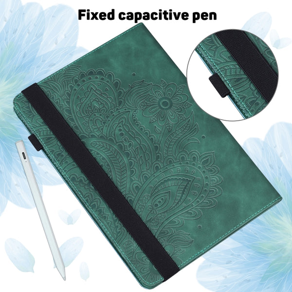 For Xiaomi Pad 5 Pro Pad 5 Peacock Embossed Pattern TPU PU Horizontal Flip Leather Case wi...(Green)