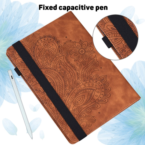 For Xiaomi Pad 5 Pro Pad 5 Peacock Embossed Pattern TPU PU Horizontal Flip Leather Case wi...(Brown)