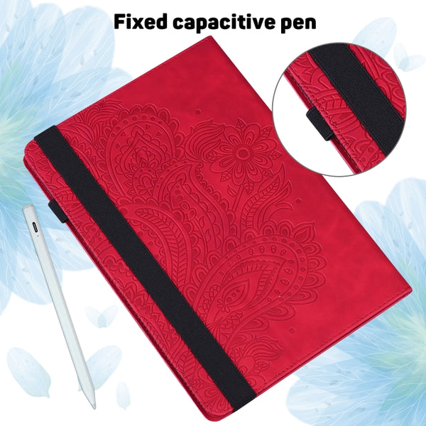 For Xiaomi Pad 5 Pro Pad 5 Peacock Embossed Pattern TPU PU Horizontal Flip Leather Case with...(Red)