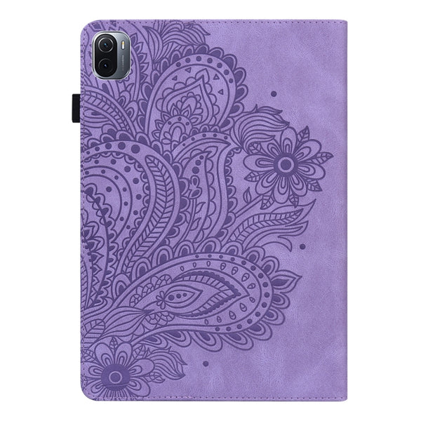 For Xiaomi Pad 5 Pro Pad 5 Peacock Embossed Pattern TPU PU Horizontal Flip Leather Case w...(Purple)