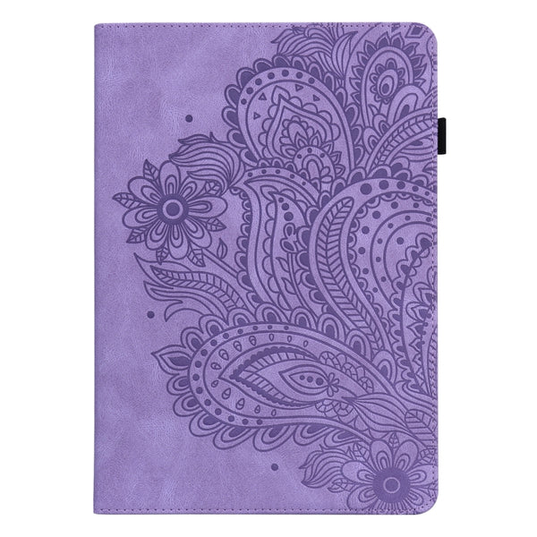 For Xiaomi Pad 5 Pro Pad 5 Peacock Embossed Pattern TPU PU Horizontal Flip Leather Case w...(Purple)