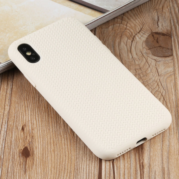 For iPhone XS Max Herringbone Texture Silicone Protective Case(White)