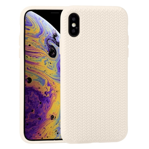 For iPhone XS Max Herringbone Texture Silicone Protective Case(White)