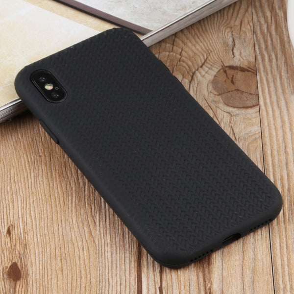 For iPhone XS Max Herringbone Texture Silicone Protective Case(Black)