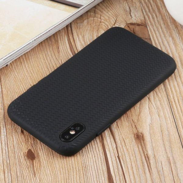 For iPhone XS Max Herringbone Texture Silicone Protective Case(Black)