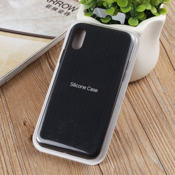 For iPhone XS Max Herringbone Texture Silicone Protective Case(Black)