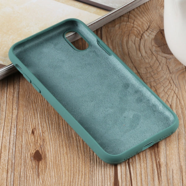 For iPhone XS Max Herringbone Texture Silicone Protective Case(Pine Green)