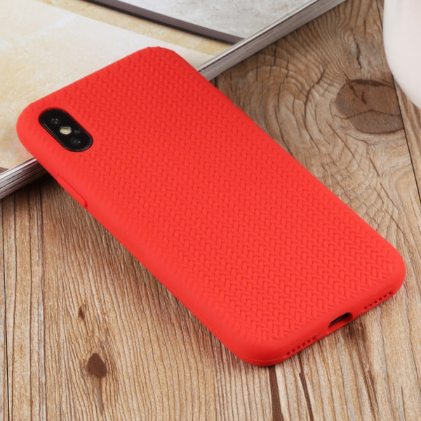 For iPhone XS Max Herringbone Texture Silicone Protective Case(Red)