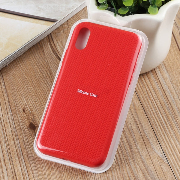 For iPhone XS Max Herringbone Texture Silicone Protective Case(Red)