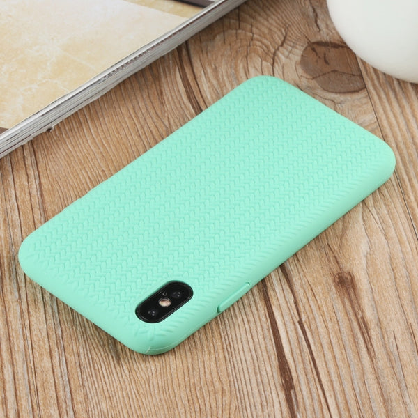 For iPhone XS Max Herringbone Texture Silicone Protective Case(Light Green)