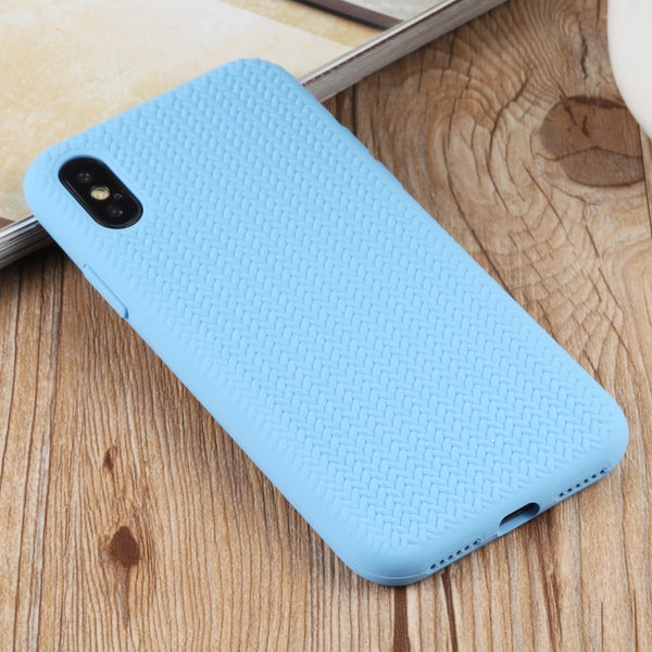 For iPhone XS Max Herringbone Texture Silicone Protective Case(Cornflowerblue)