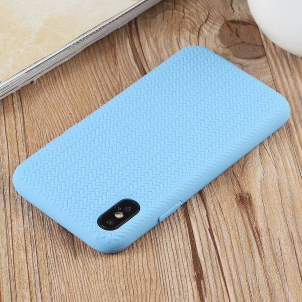 For iPhone XS Max Herringbone Texture Silicone Protective Case(Cornflowerblue)